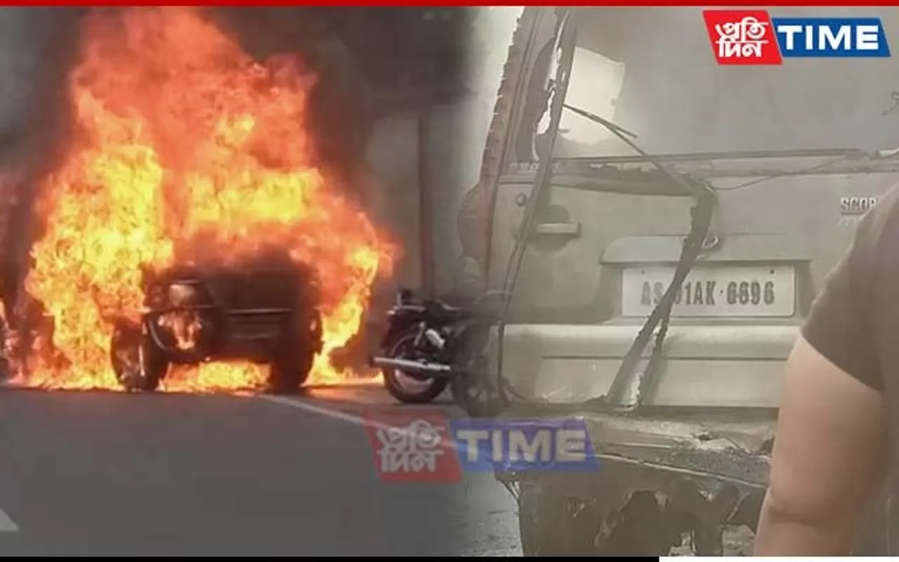 Miraculous Escape For Family After Their Scorpio Catches Fire In Dibrugarh Town