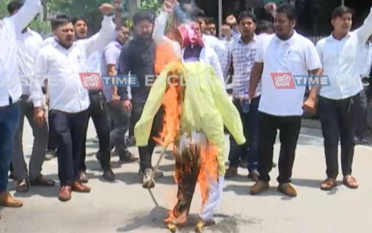 Kharguli Water Gush: AASU Protestors Burn Effigy Of Ashok Singhal