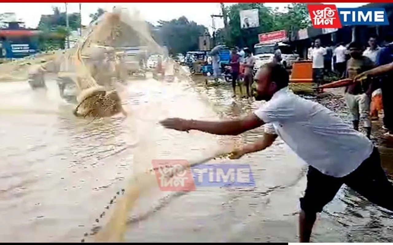 WATCH: Assam Fishermen Have Field Day as Flood Water Inundates Road