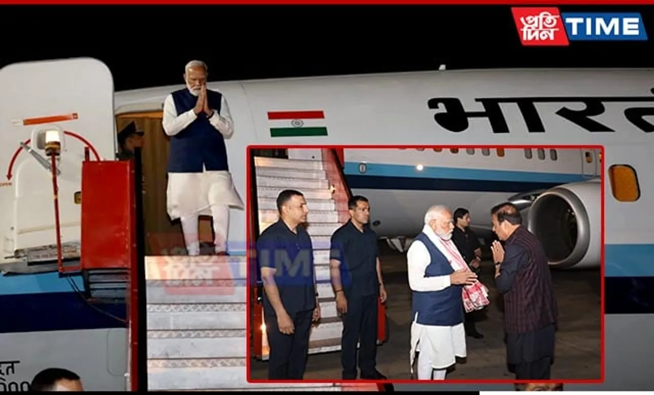 Prime Minister Narendra Modi Arrives in Guwahati for BJP Campaign Rally