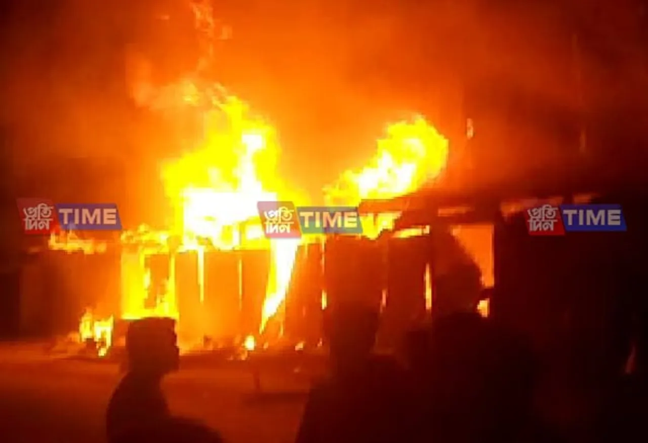 Massive Fire Burns Down 20 Shops In Barpeta