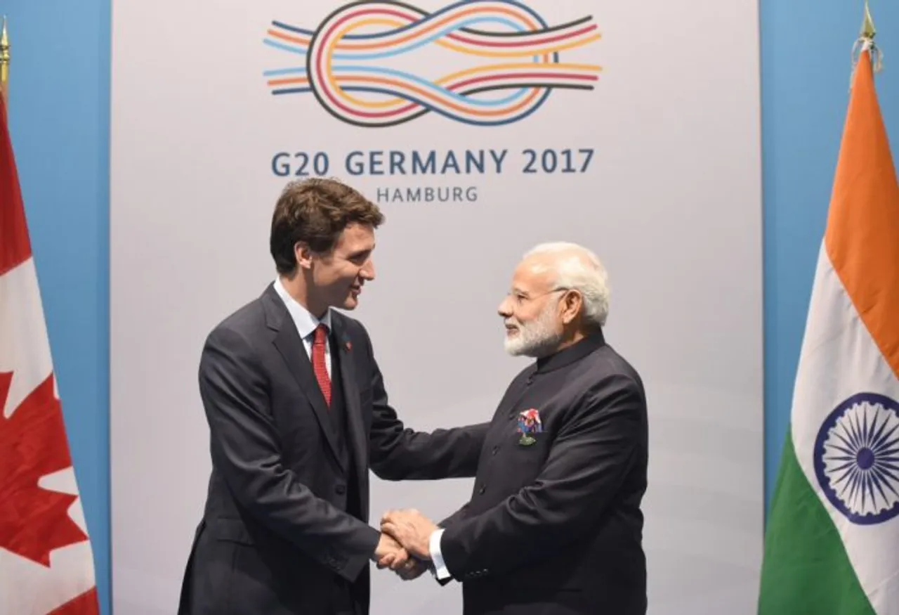 Prime Minister Justin Trudeau speaks with Prime Minister of India Narendra Modi