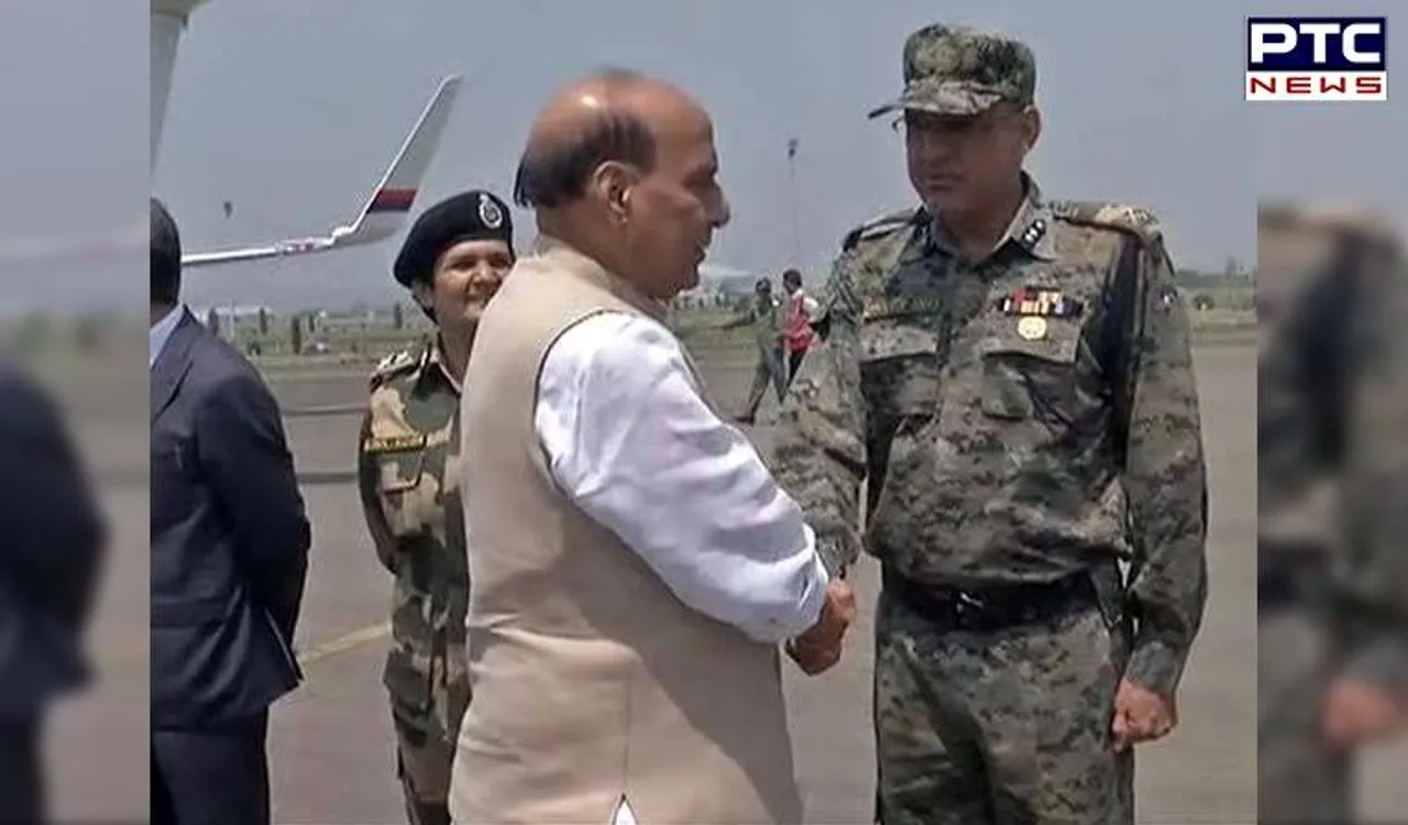 Union Home Minister Rajnath Singh arrives in Srinagar