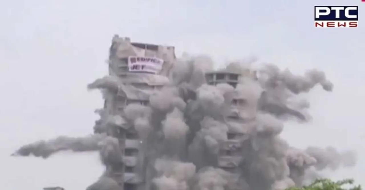 WATCH VIDEO: 9-year-old controversial building Noida’s Supertech twin tower blasted to dust in 9 seconds