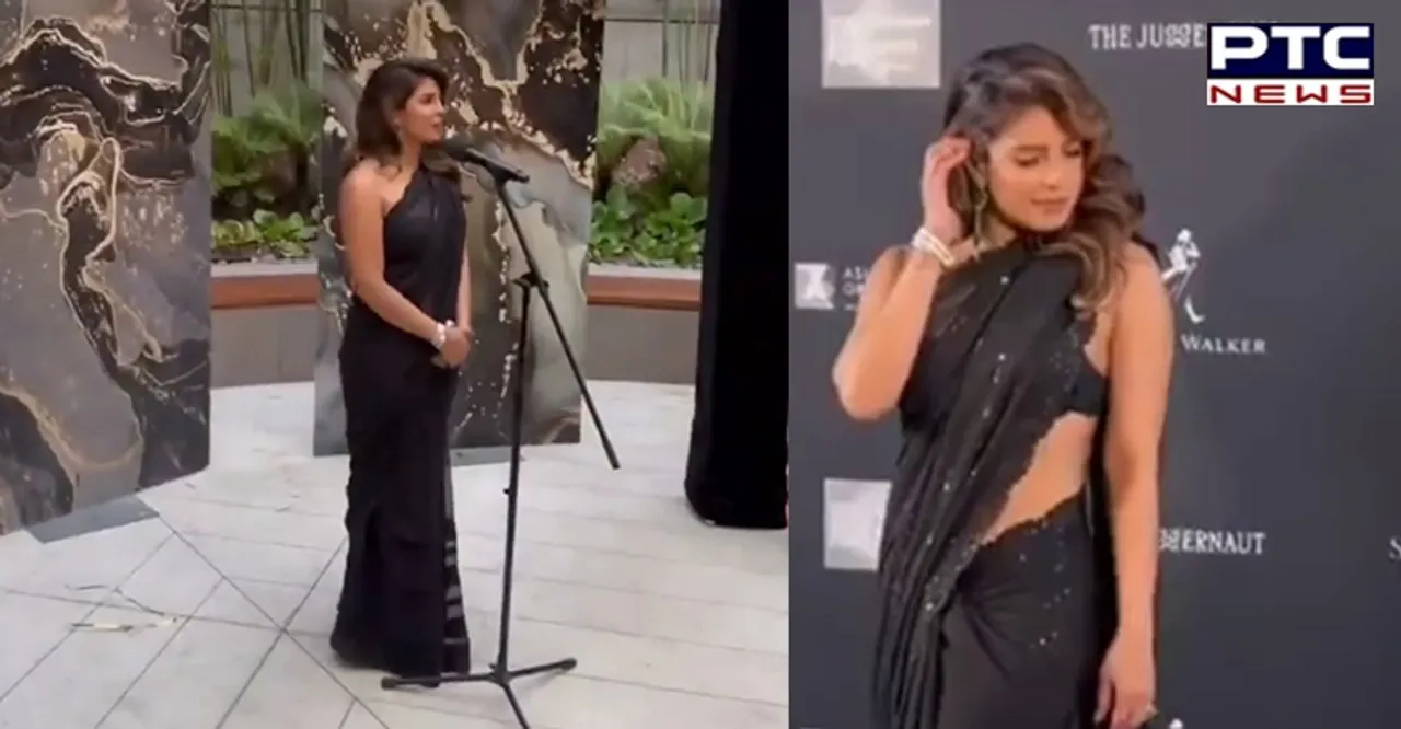 Priyanka Chopra attends pre-Oscars event in gorgeous black Saree