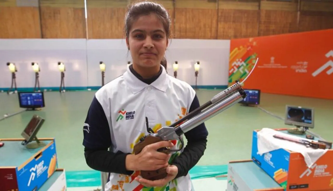 Manu shoots another gold with world record, bronze for Anish
