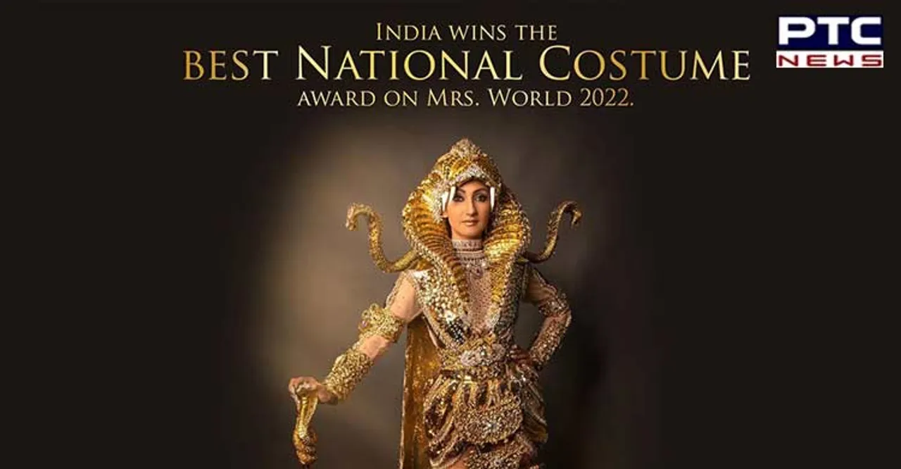 India's Navdeep Kaur bags Best National Costume award at Mrs World 2022