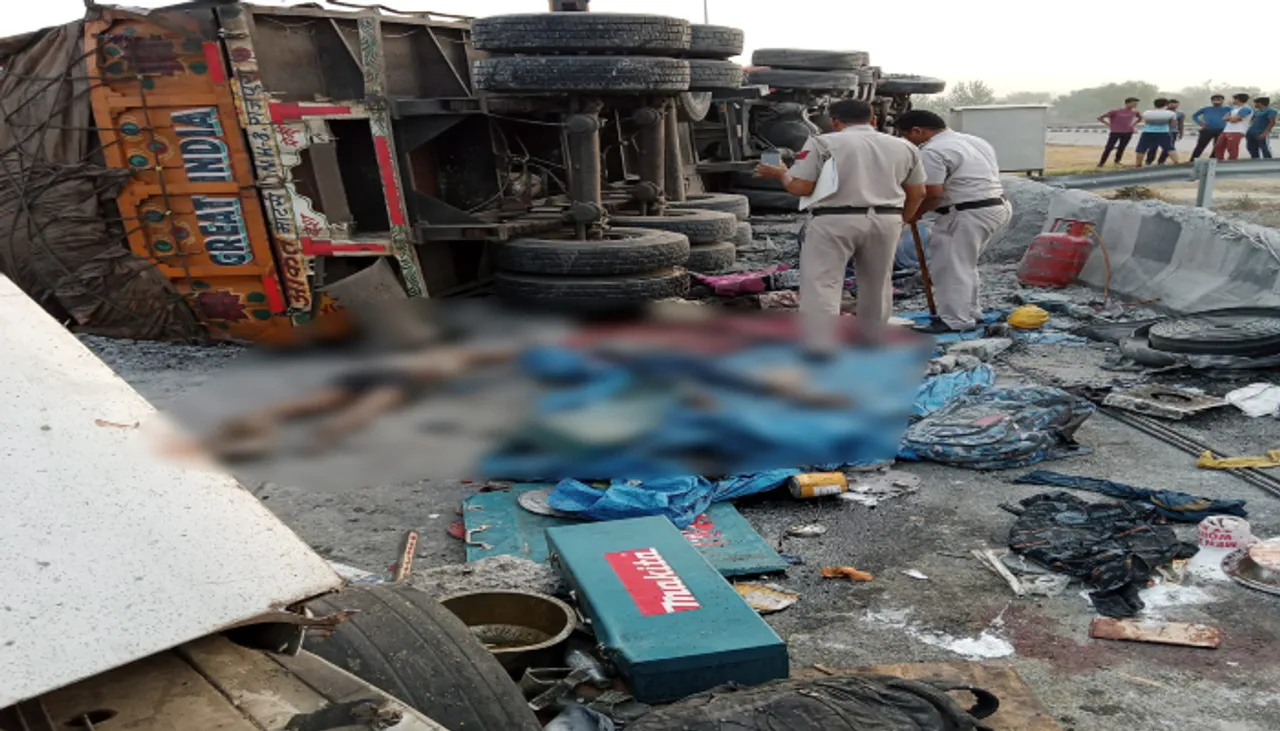 केएमपी एक्सप्रेस-वे पर सड़क किनारे सो रहे मजदूरों को ट्रक ने कुचला, 3 की मौत...11 घायल
