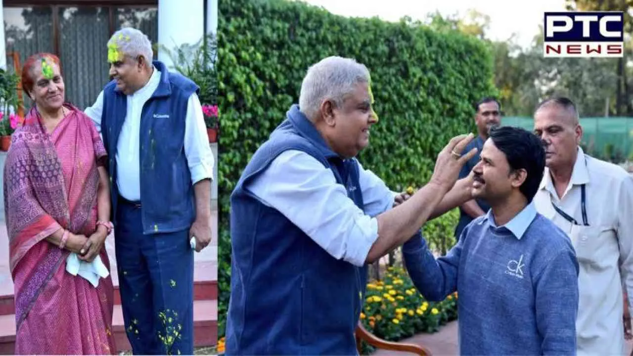 Holi 2023: Vice President Dhankhar greets nation, celebrates festival of colour at his residence