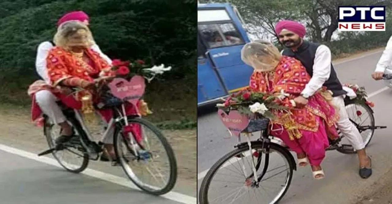 Punjab: Man rides cycle to wedding, sets an example for society [VIDEO]