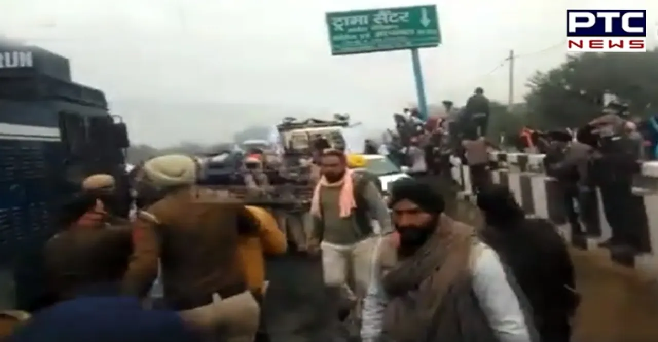 Ambala: Haryana Police uses water cannon as agitating farmers break police barricades