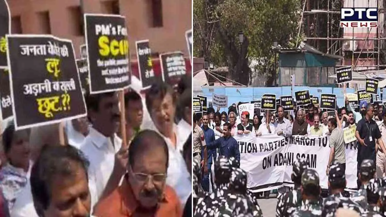 Adani issue: Opposition MPs seek JPC probe; form human chain outside Parliament