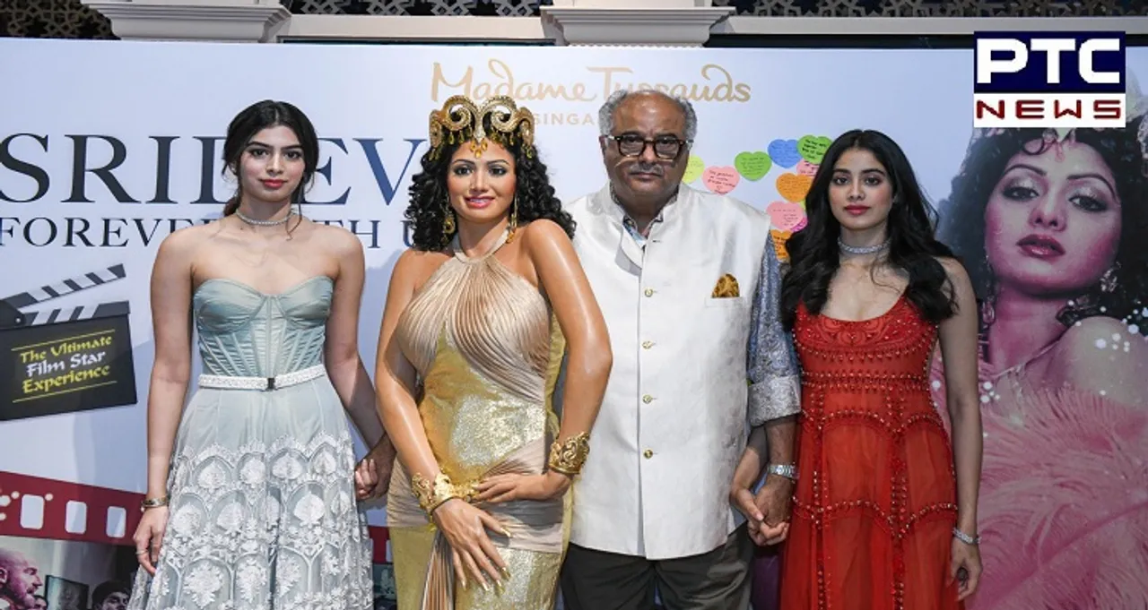 Boney Kapoor along with daughters unveils Sridevi wax statue at Madame Tussauds