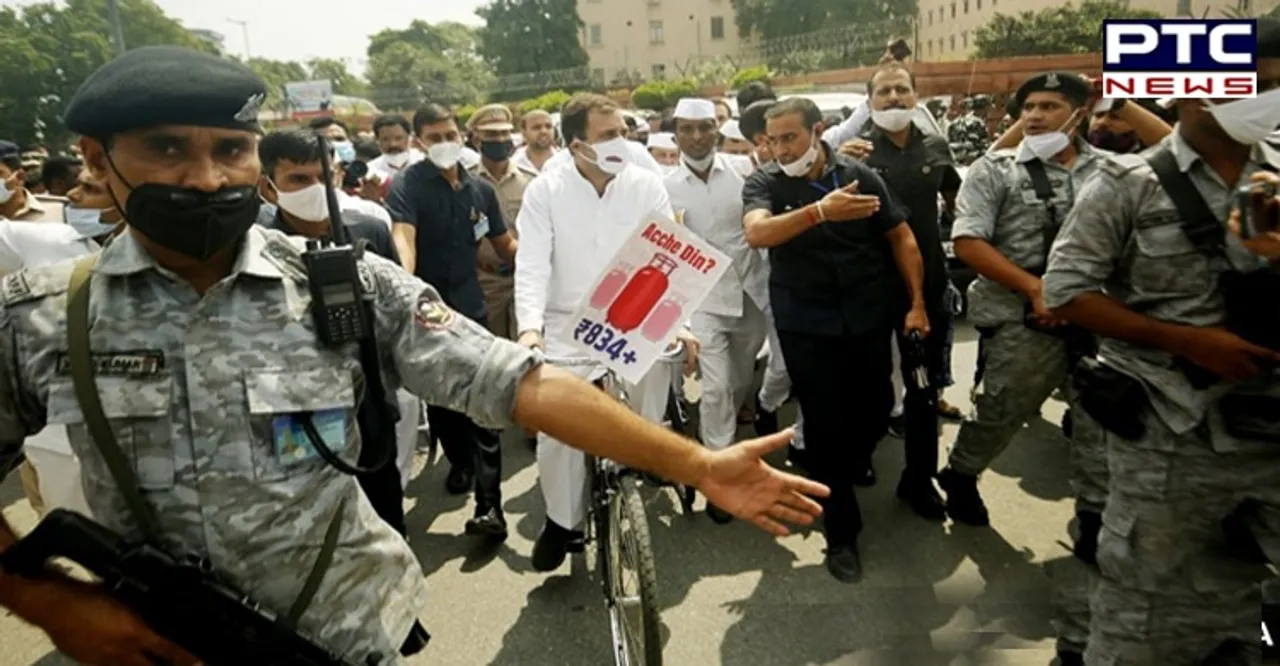 Monsoon Session 2021: Rahul Gandhi leads Opposition’s cycle march to Parliament