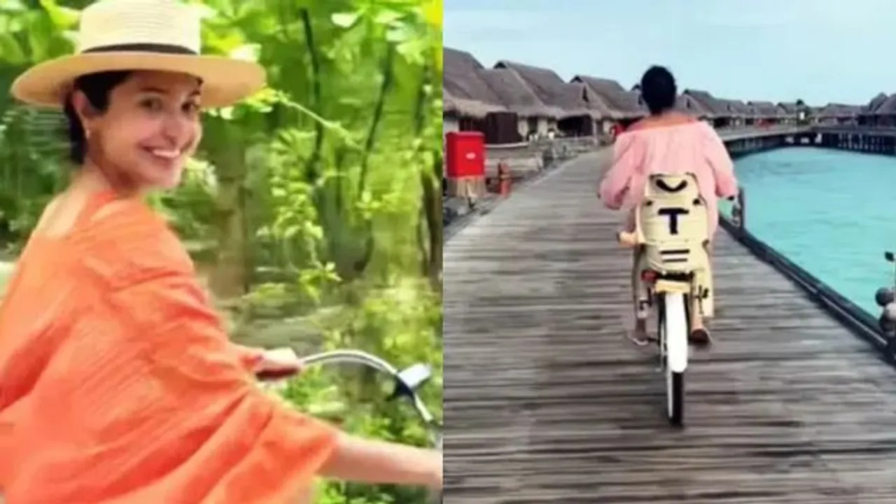 Anushka Sharma's video of cycling in Maldives with daughter Vamika riding pillion goes viral