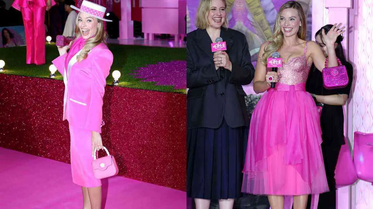 Margot Robbie Radiates Elegance in custom made Versace looks as Real-Life Barbie at Seoul Premiere