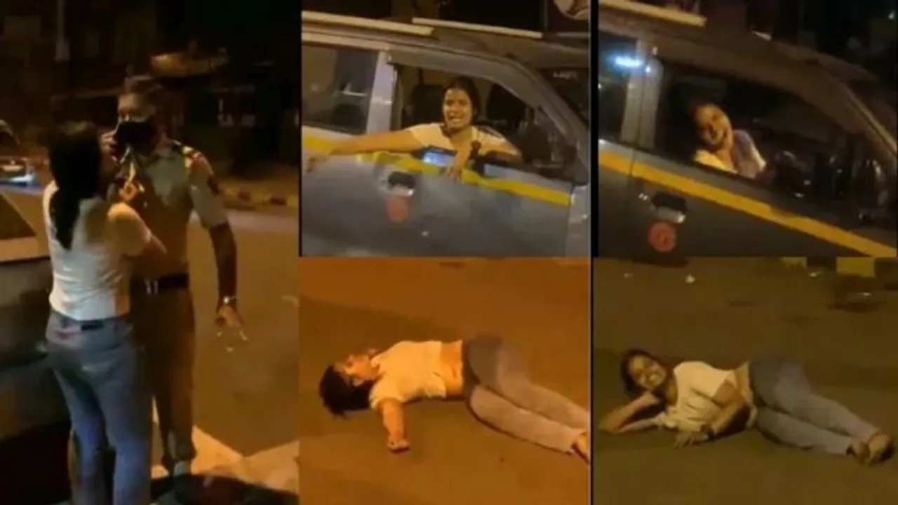 Drunk woman mishandles policeman, creates ruckus on Mumbai road [Watch Video]