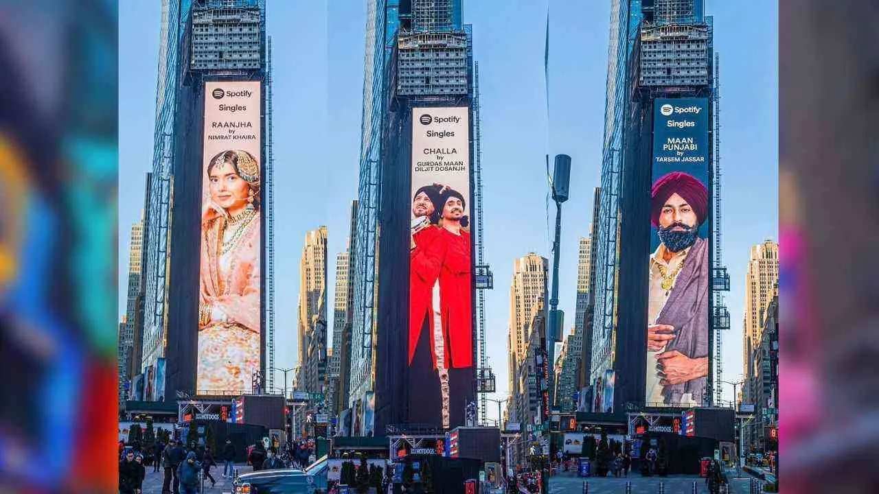 Punjabi singers Diljit Dosanjh, Gurdas Maan, Tarsem Jassar feature on New York Times Square