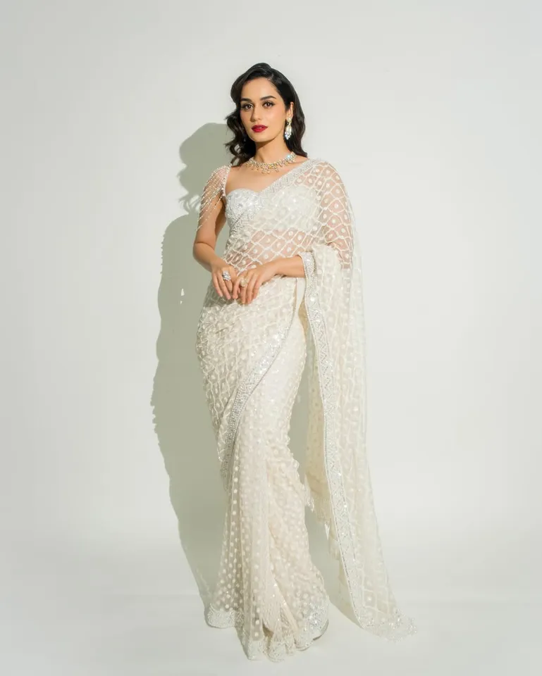 Manushi Chhillar dazzles in white saree