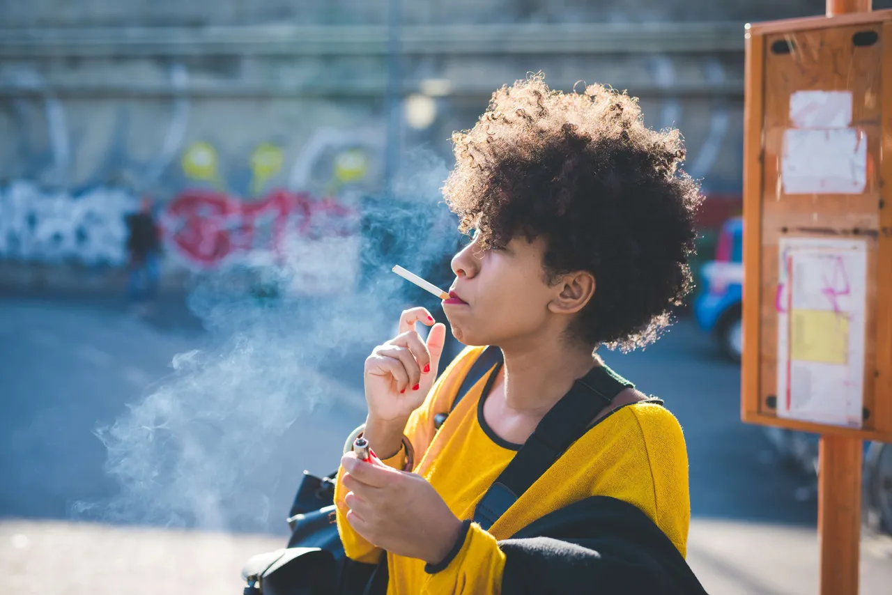 Smoking cigarettes 