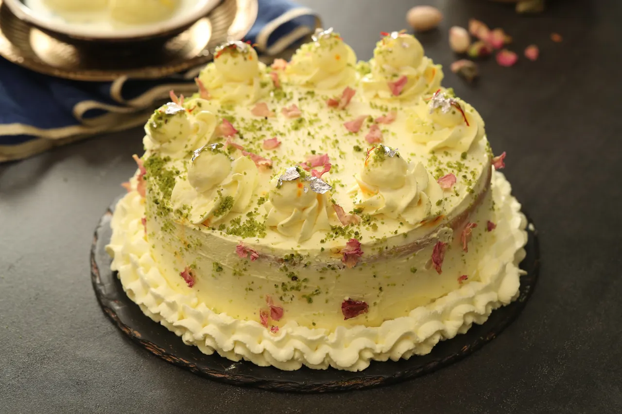 Captivating Rasmalai Cake Scene Concept