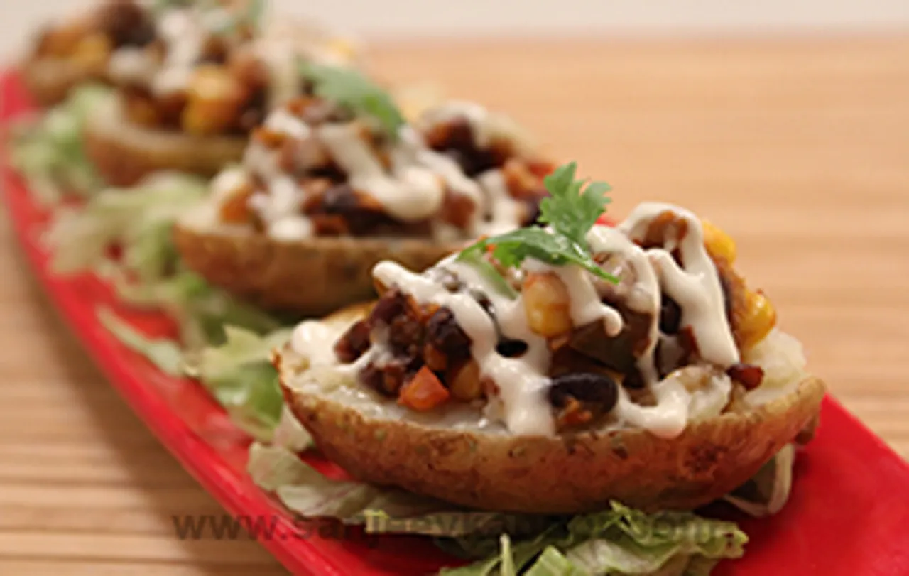 Spiced Black Bean Stuffed Baked Potatoes