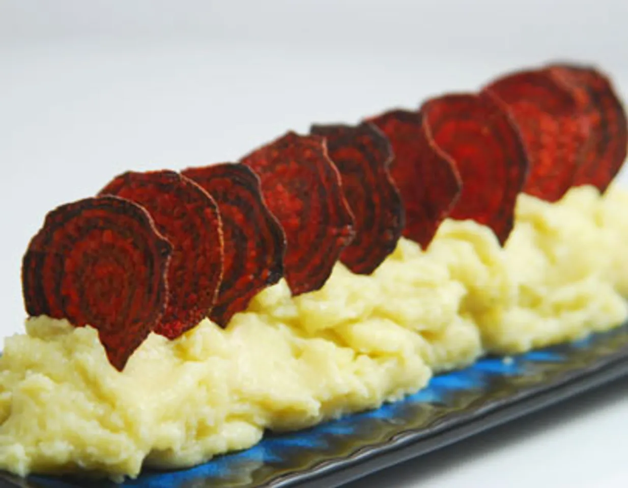 Mashed Potatoes with Beetroot Wafers