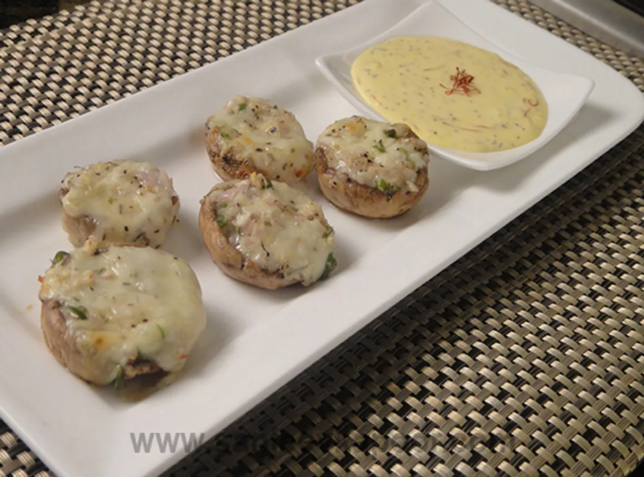 Baked Stuffed Mushrooms with Saffron Mayo