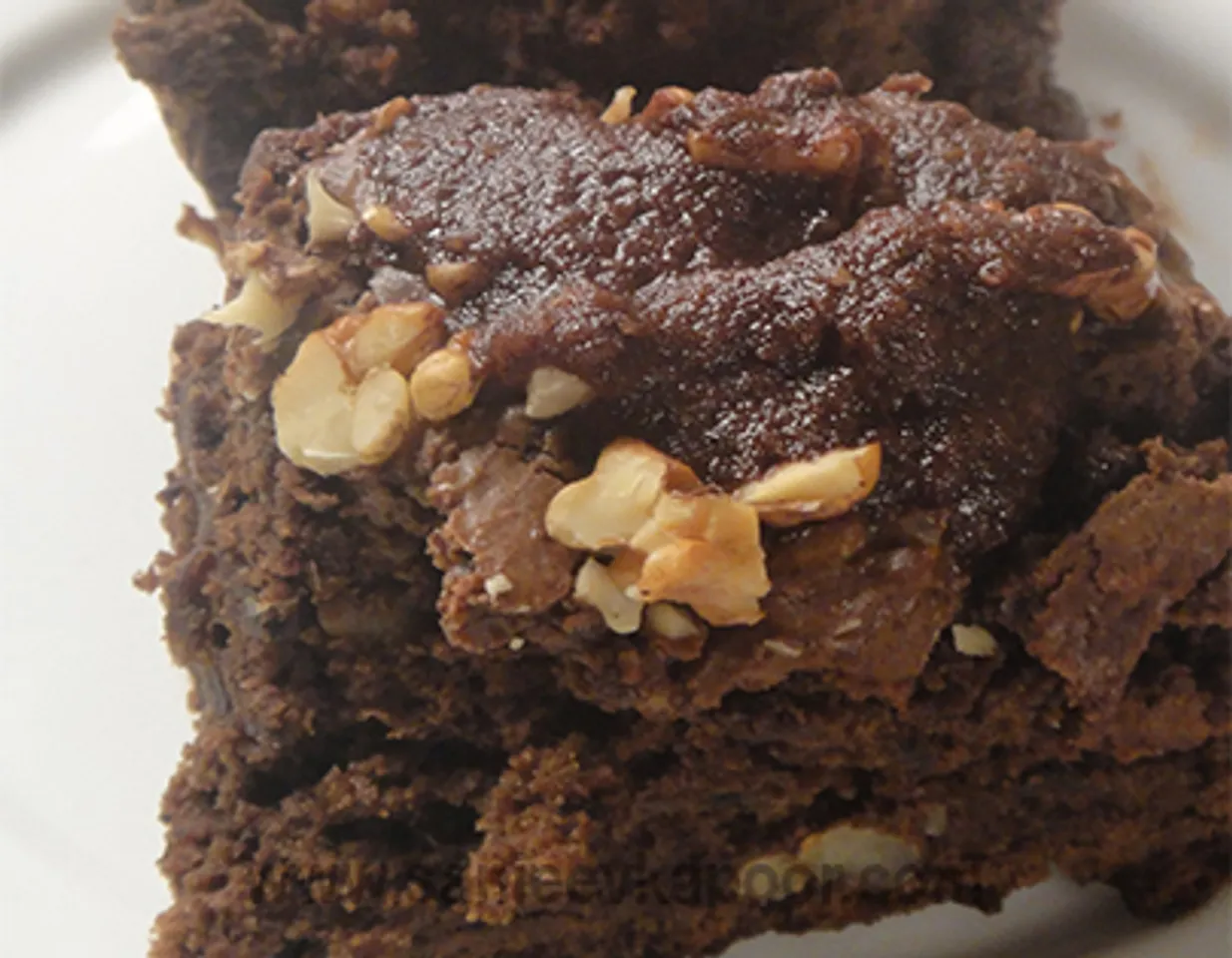 Christmas Chocolate Walnut Brownie with Hot Fudge