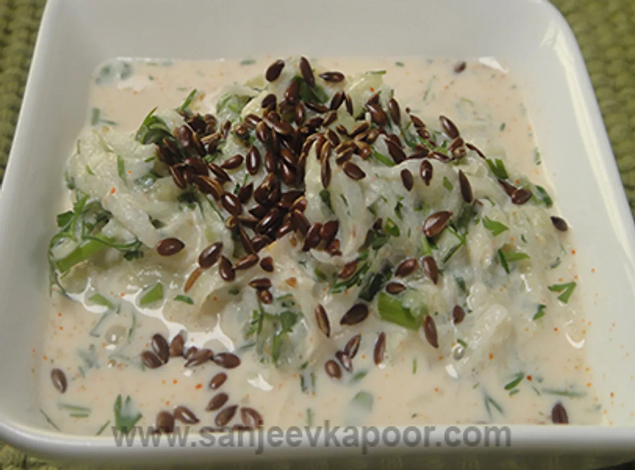 Cucumber Raita with Flax Seeds