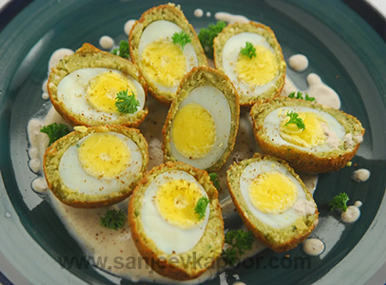 Falafel Scotch Eggs With Ver Juice Tahini