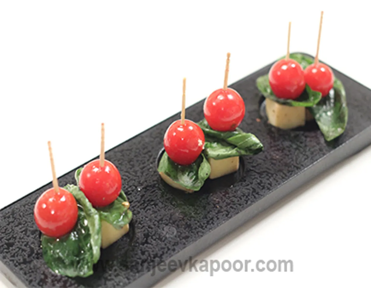 Basil Tomato Mozzarella Skewers