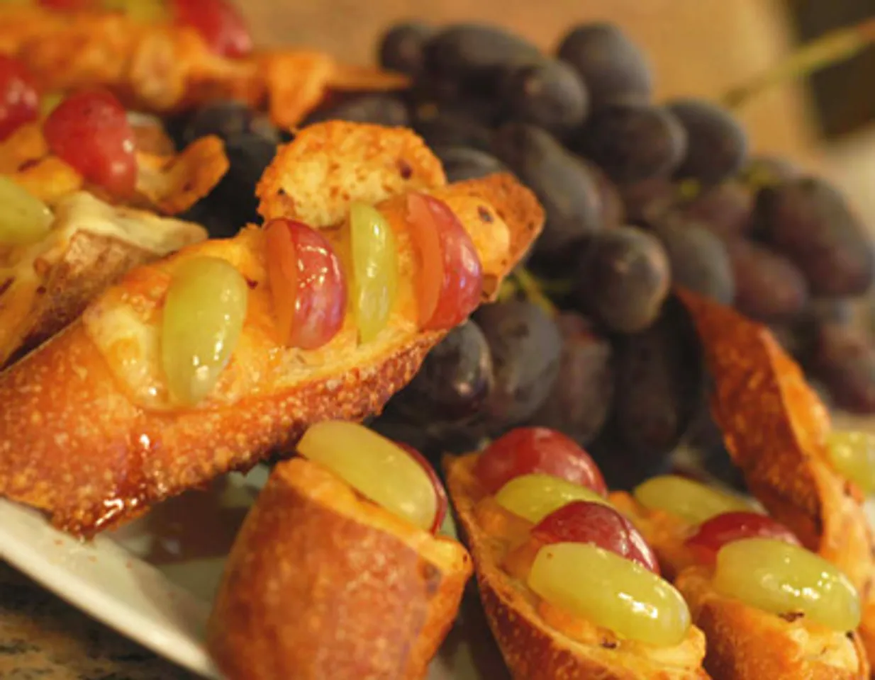 Monterey Jack Cheese And Red Grape Bruschetta