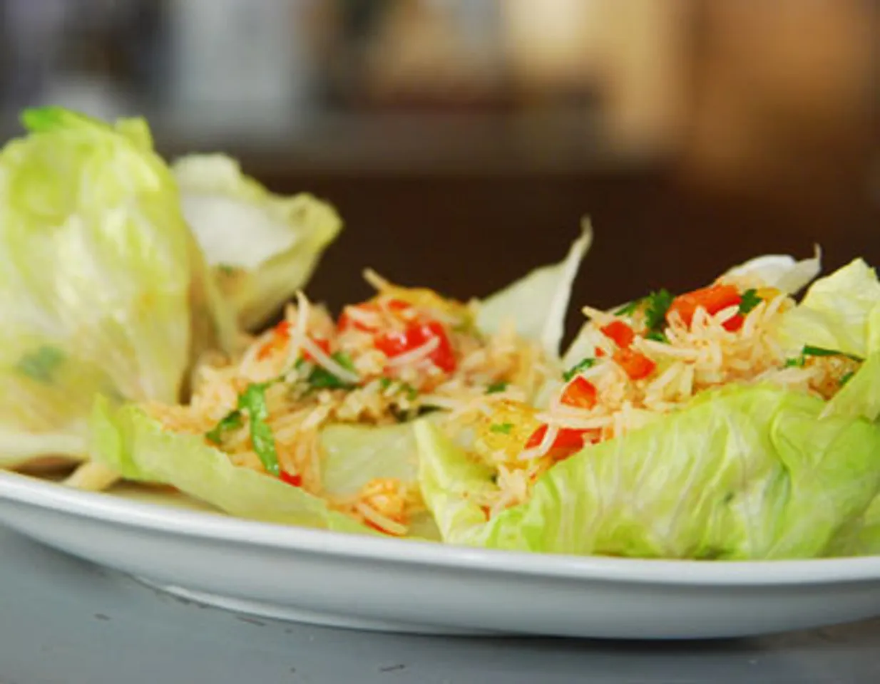 Pineapple And Rice In Lettuce Wraps