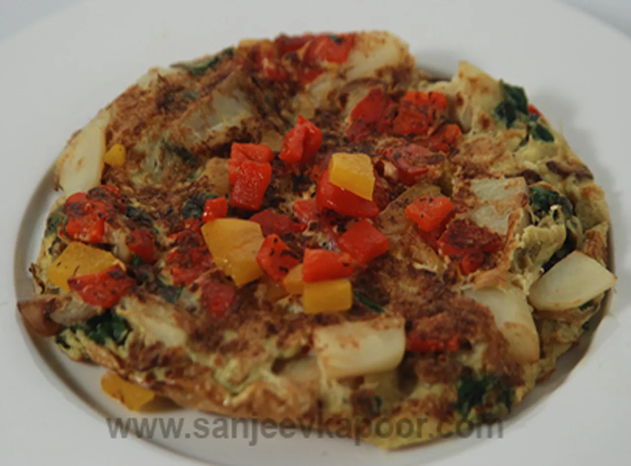 Frittata With Caramelised Onions And Roasted Peppe