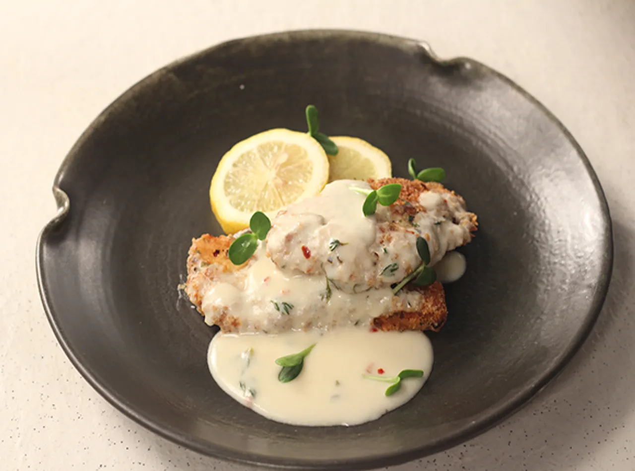 Parmesan Chicken with Herb Lemon Sauce