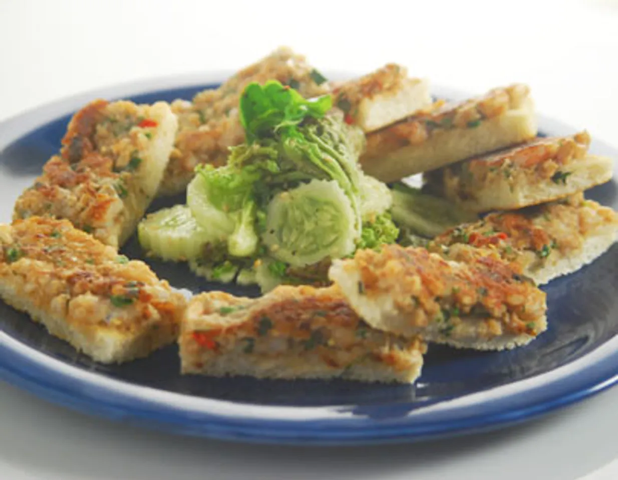 Crisp Prawn Toast With Cucumber, Chilli And Sesame