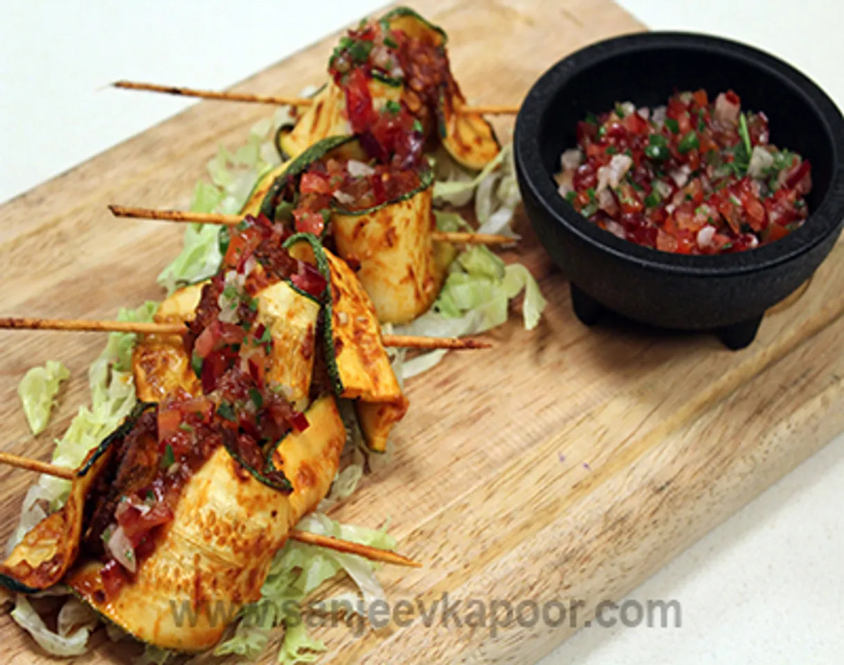 Spiced Zucchini and Mushroom Skewers