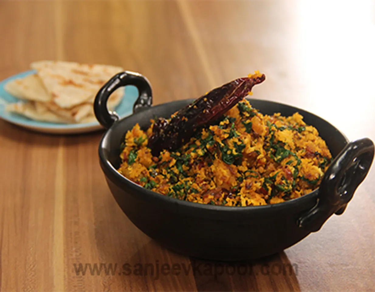 Red Pumpkin aur Palak Sabzi