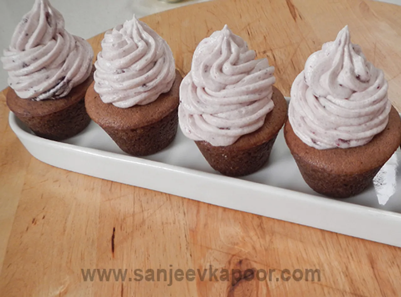 Chocolate Cupcake with Blueberry Frosting