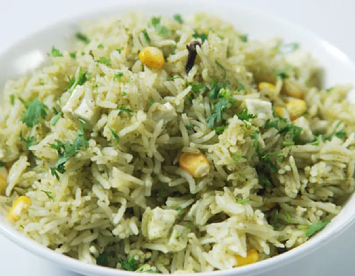 Chutney Pulao With Paneer And Corn