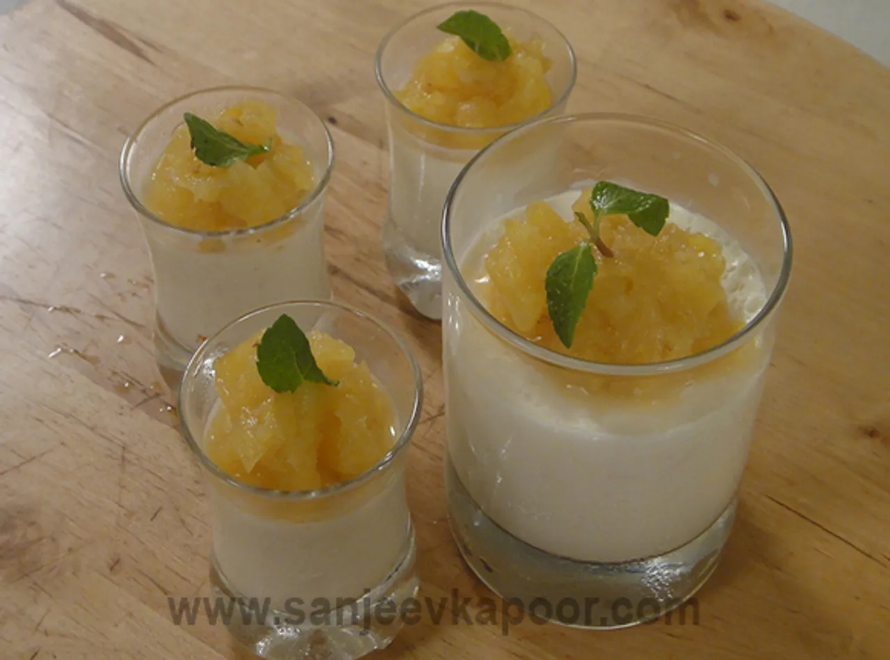 Coconut Pannacotta with Pineapple Coulis