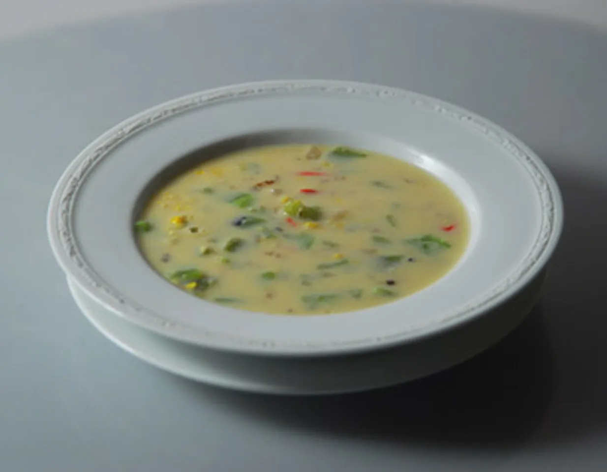 Sweet Corn And Roasted Capsicum Soup