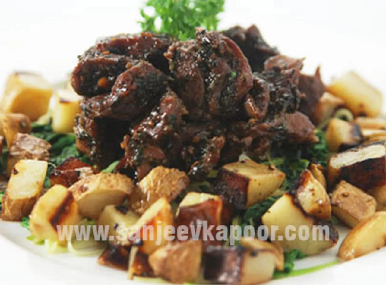 Braised Lamb With Spinach And Leeks