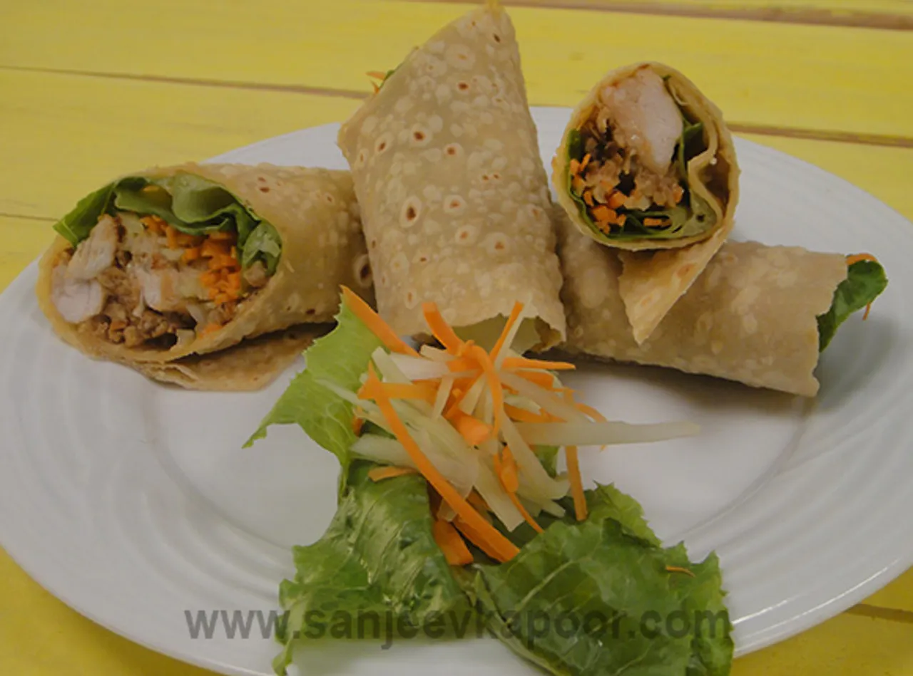 Thai Chicken in Tortilla Wraps