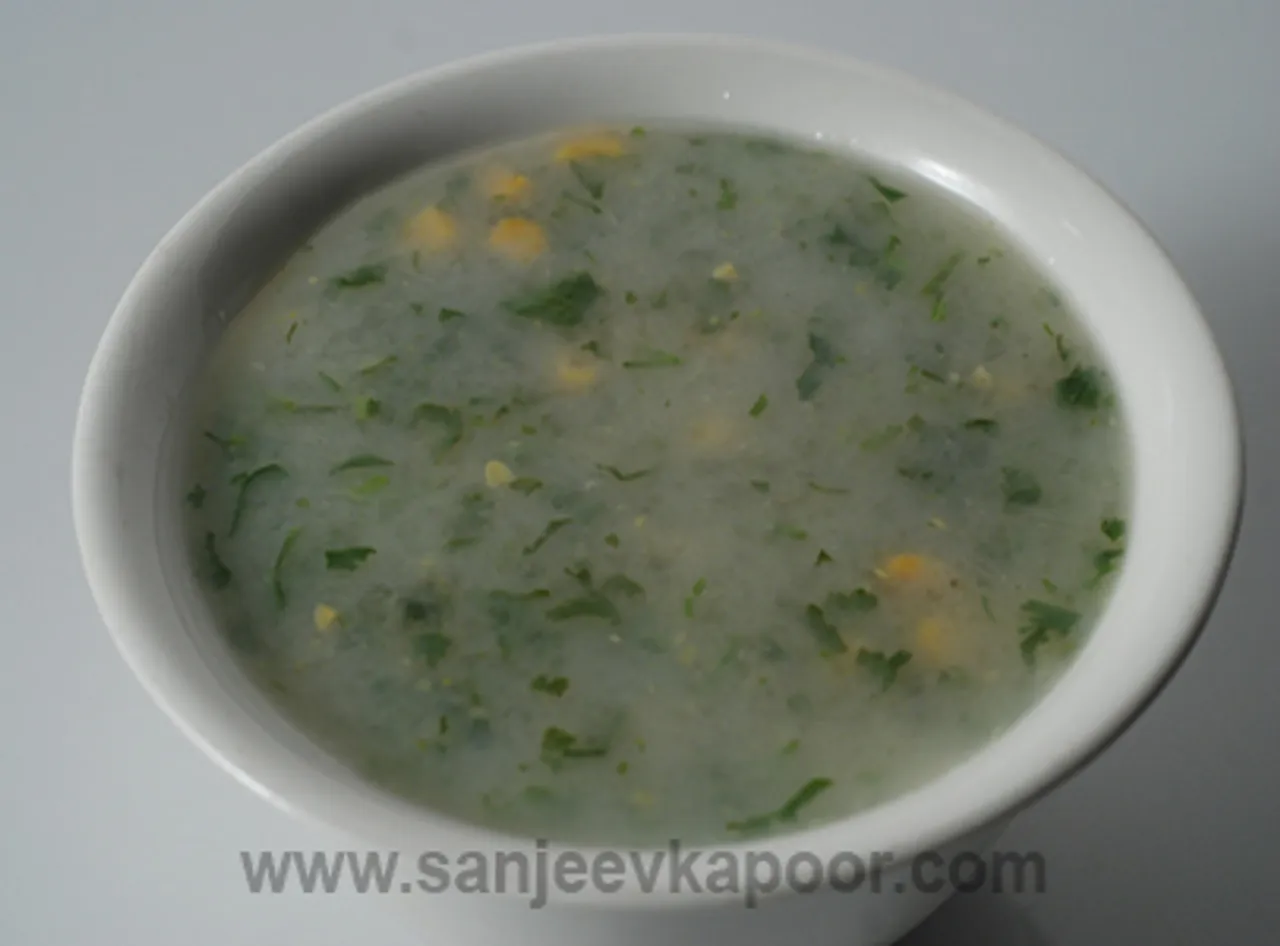 Lemon Coriander Soup with Sweetcorn