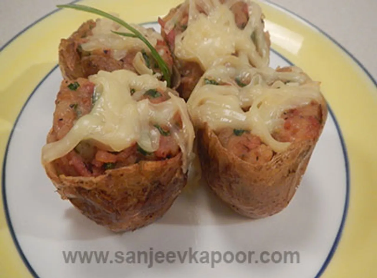 Bacon and Cheese  Stuffed Crisp Potato skin