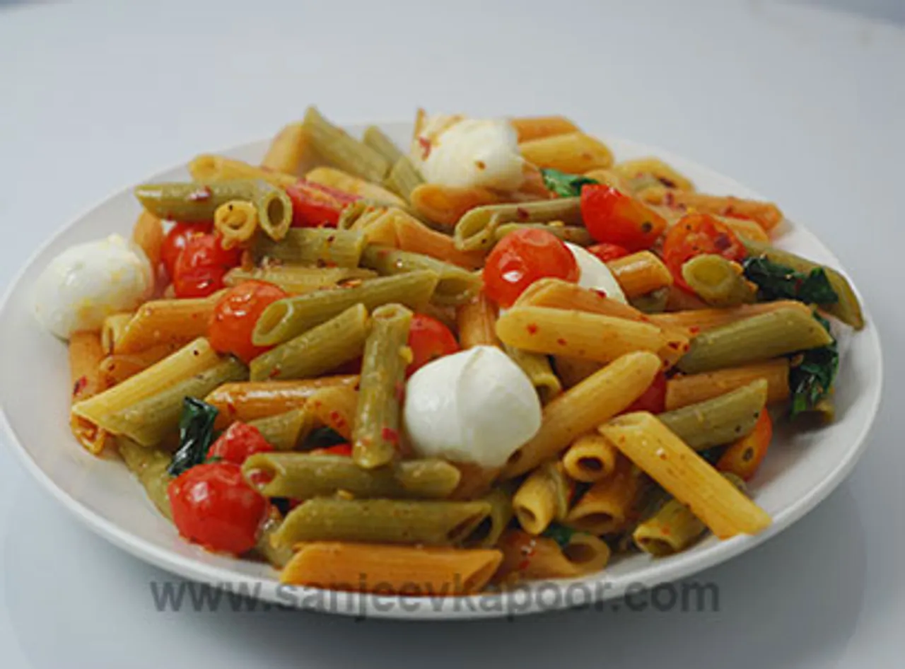 Tricolour Penne with Fresh Mozzarella