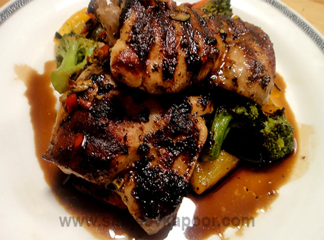 Grilled Chicken Legs with Honey Soya Chilli Sauce