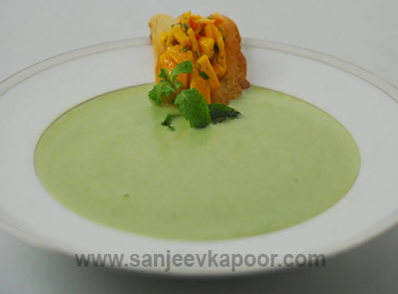 Peas and Potato Soup with Salsa